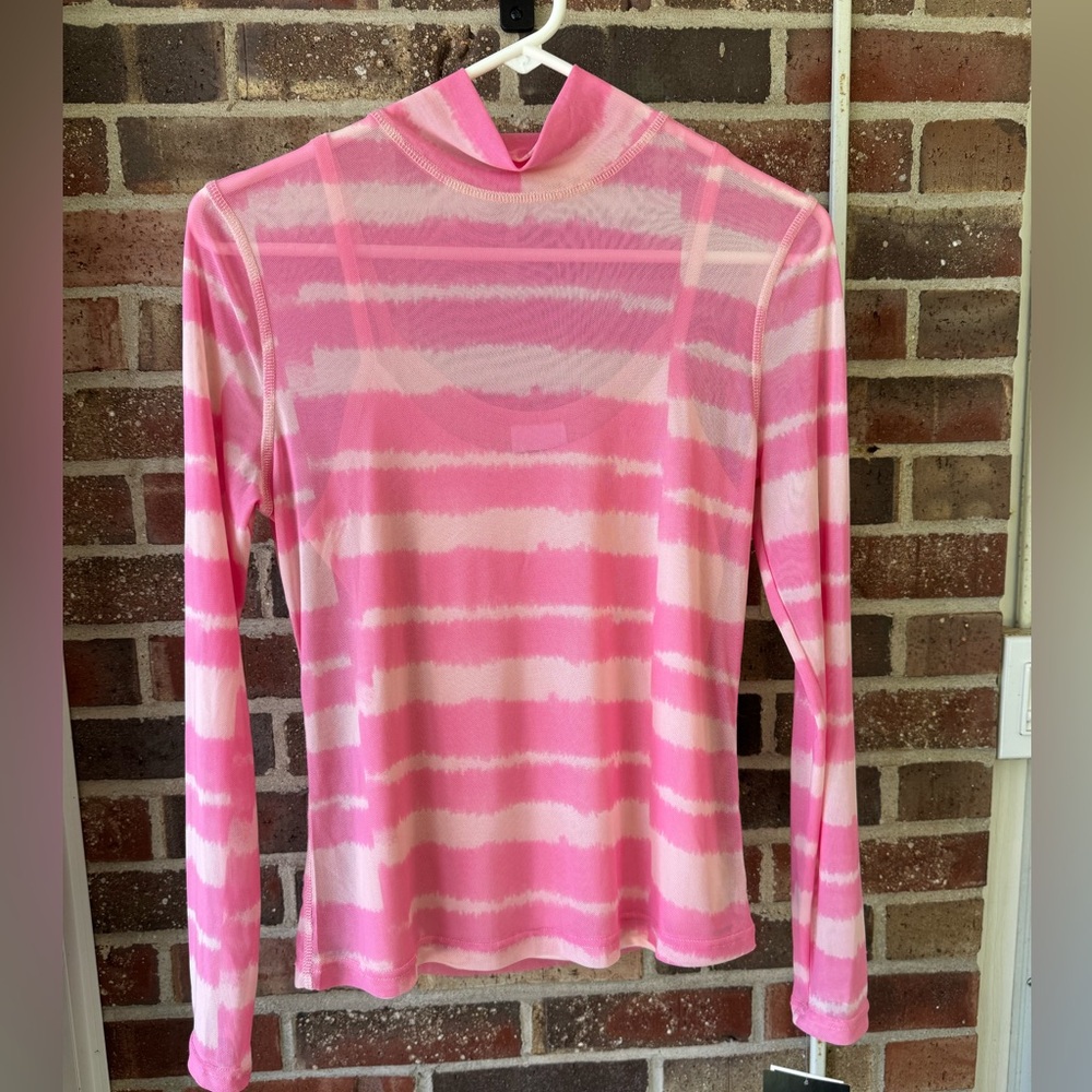 Pink and White Striped Long Sleeve Top